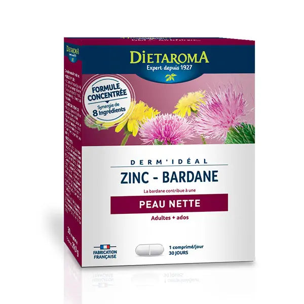 Dermidéal Zinc bardane 30 comprimés Diétaroma